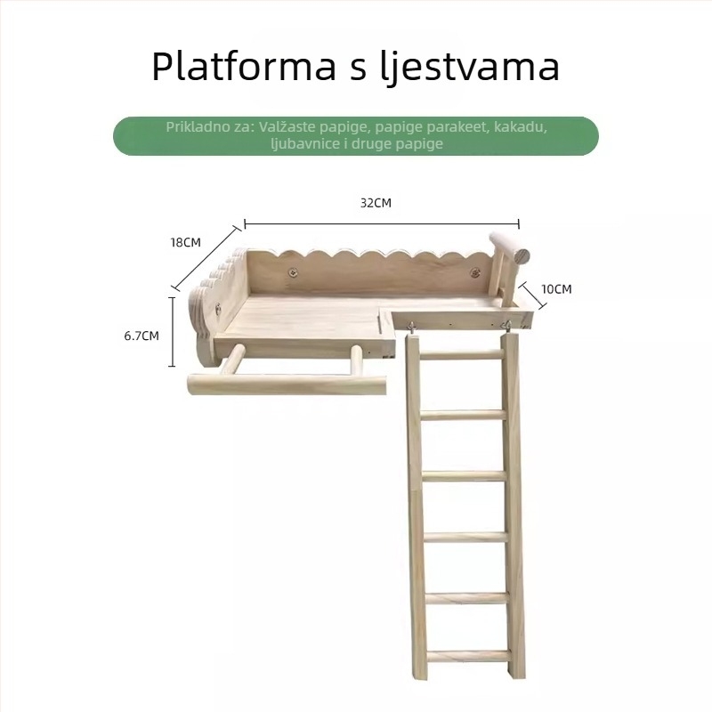 Crni feniks božur papiga krevet od punog drveta tigrova koža penjanje stepenice stjenica platforma platforma ptičji kavez ukras pribor za ptice