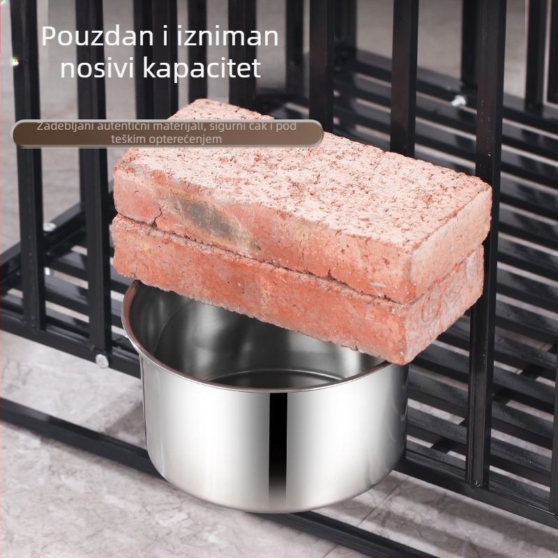Lonac za pse od nehrđajućeg čelika, zdjela za pse s otpornošću na prevrtanje, velika viseća zdjela za pse, pojilica, lonac za mačke s fiksnim kavezom, zdjela za kućne ljubimce
