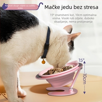 Stalak za zdjele za kućne ljubimce mačke, sklopivi stalak za pohranu zdjela za pse, posuda za mačju hranu, kosa usta, zdjela za vodu, vanjska, prijenosna, zaštita za vrat, visoka zdjela za kućne ljubimce