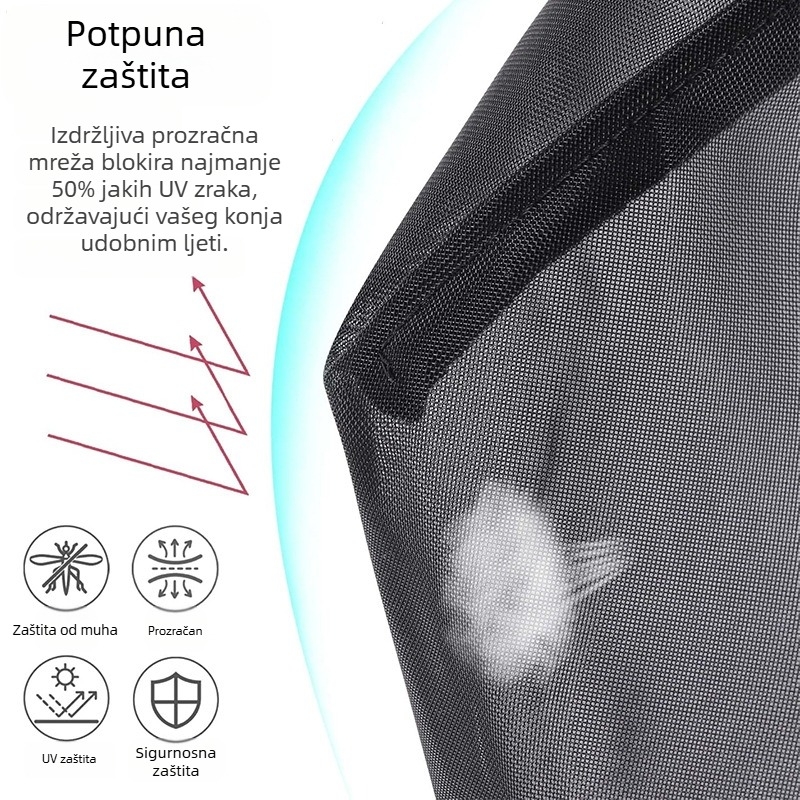 Maska za konje protiv komaraca, prozračna zaštita za glavu, maska za oči protiv komaraca i ugriza muha, udobna mrežasta oprema za jahanje