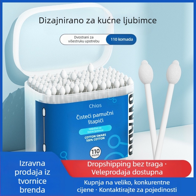 Štapići za čišćenje ušiju kućnih ljubimaca 110 komada, pseći ušni vosak, miris uha, eterično ulje, štapići za čišćenje ušiju za mačke, tekućina za čišćenje ušiju, tekućina za pranje ušiju