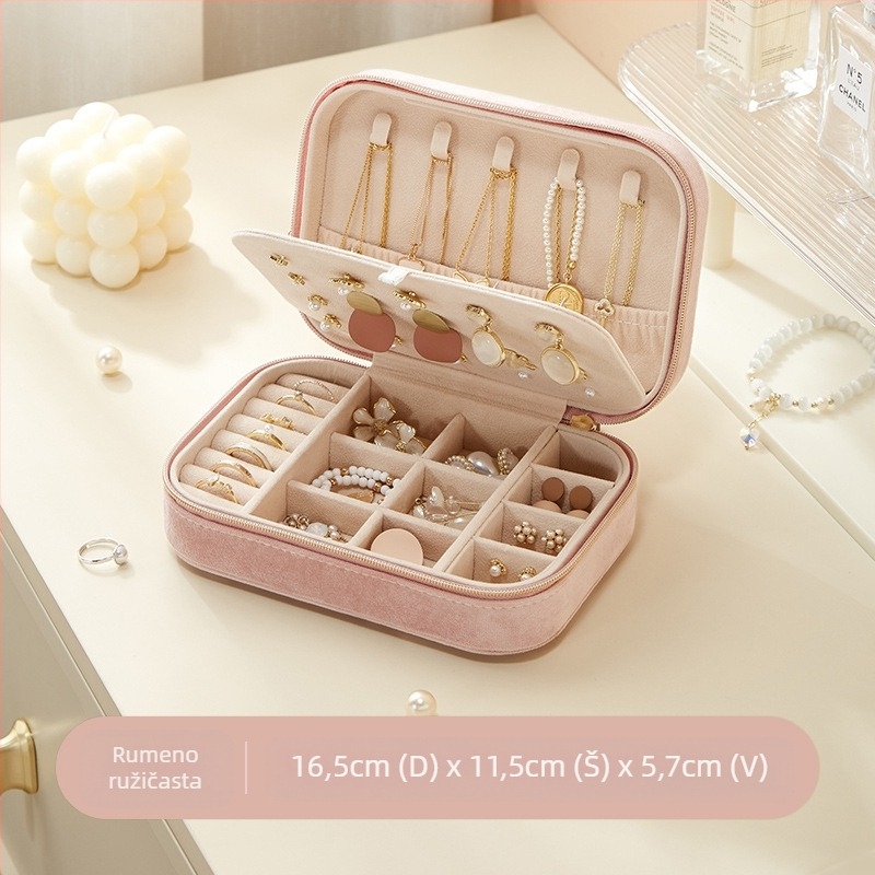 Prekogranična kutija za nakit od baršuna, luksuzna, dvoslojna, velikog kapaciteta, naušnice, prstenje, ogrlica, kutija za nakit, ručna kutija za nakit