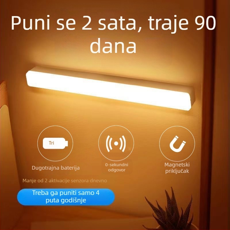 Inteligentna senzorska svjetiljka za ljudsko tijelo Ormarić Ormar Noćni ormarić Magnetska ugrađena USB punjač Infracrveno noćno svjetlo Veleprodaja