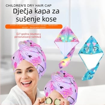 Dječja kapa za sušenje kose, zadebljana, upija vodu, brzosušeća, mekani ručnik za sušenje kose, turban od mikrovlakana, slatka kapa za dječju proslavu