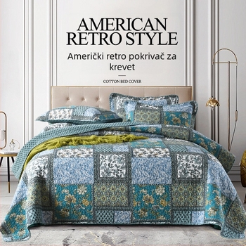 Pinli kućni tekstil, pamučna navlaka za krevet od tri dijela, američki imitacijski komad deke, printani pamučni deka s klima uređajem