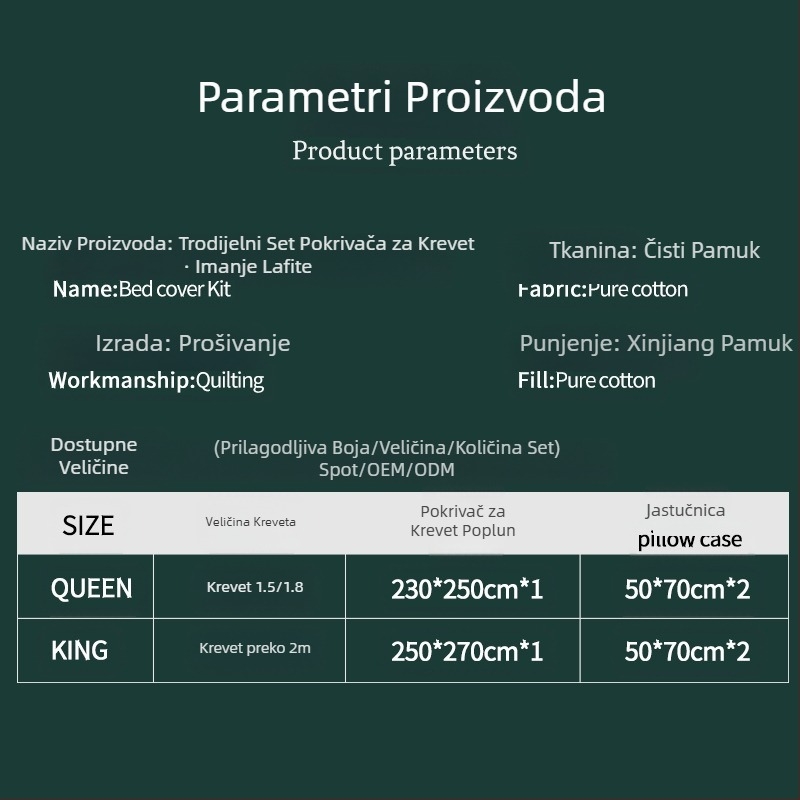 Pinli kućni tekstil, pamučna navlaka za krevet od tri dijela, američki imitacijski komad deke, printani pamučni deka s klima uređajem