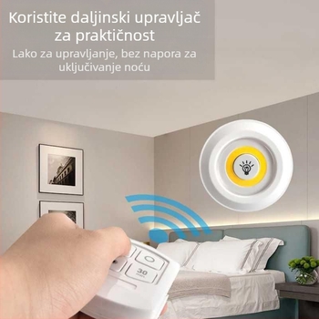 Bežično daljinski upravljano noćno svjetlo uz krevet, LED kreativno mini svjetlo za kućne ormariće s jednim povlačenjem i tri svjetla za hitne slučajeve