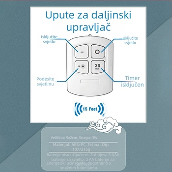Bežično daljinski upravljano noćno svjetlo uz krevet, LED kreativno mini svjetlo za kućne ormariće s jednim povlačenjem i tri svjetla za hitne slučajeve