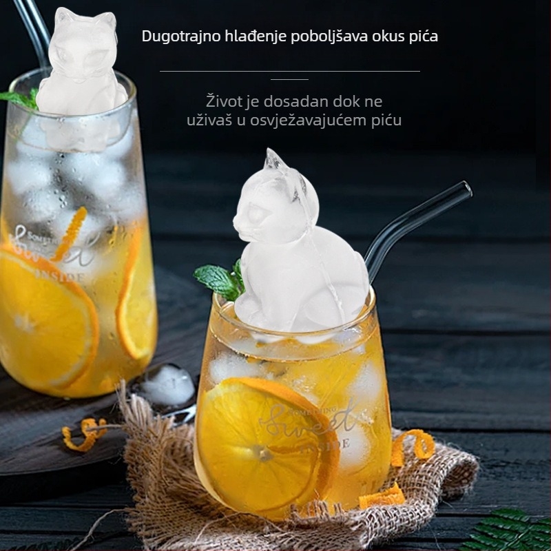 Slatka posuda za led s mačkama, 4-dijelni silikonski kalup za led prehrambene kvalitete, viski, vino, hokej na ledu, na zalihi veleprodaja