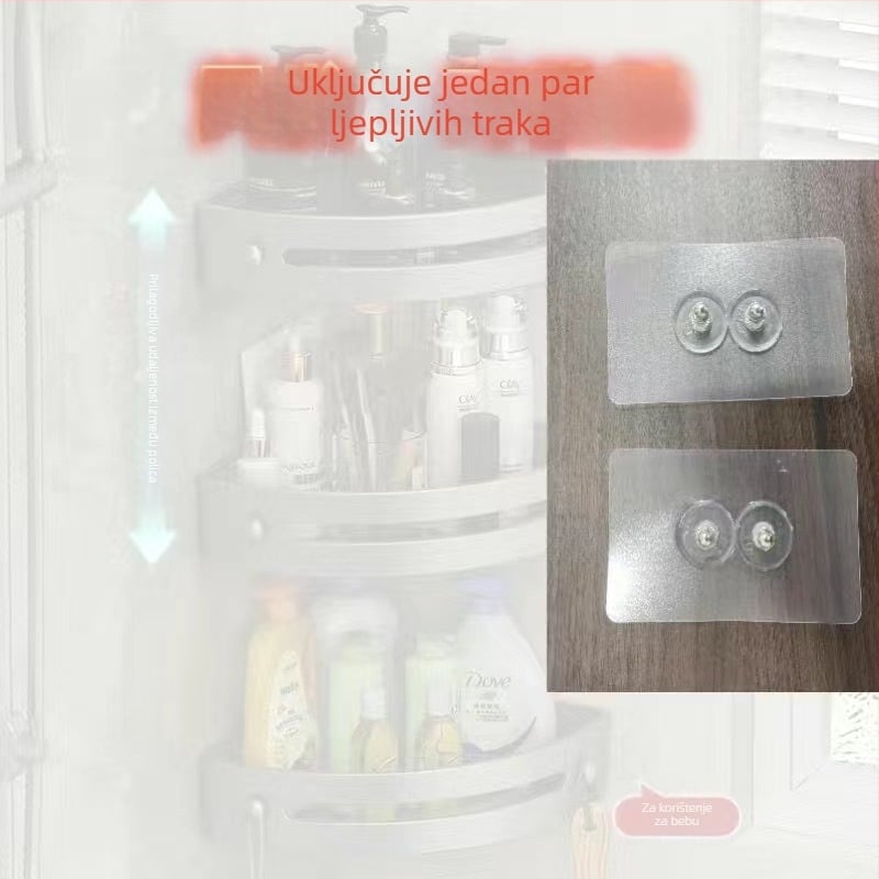 Stalak za pohranu WC-a u kupaonici bez bušilice, zidni stalak za WC, umivaonik za WC, trokutni stalak za pohranu, kutna vješalica