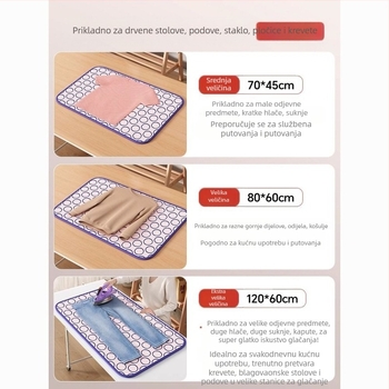 Daska za glačanje za kućanstvo, podloga za glačanje za kućanstvo, šesteroslojna zadebljana toplinska izolacija, vodootporna, sklopiva, prijenosna s glačalom, viseća mašina za glačanje