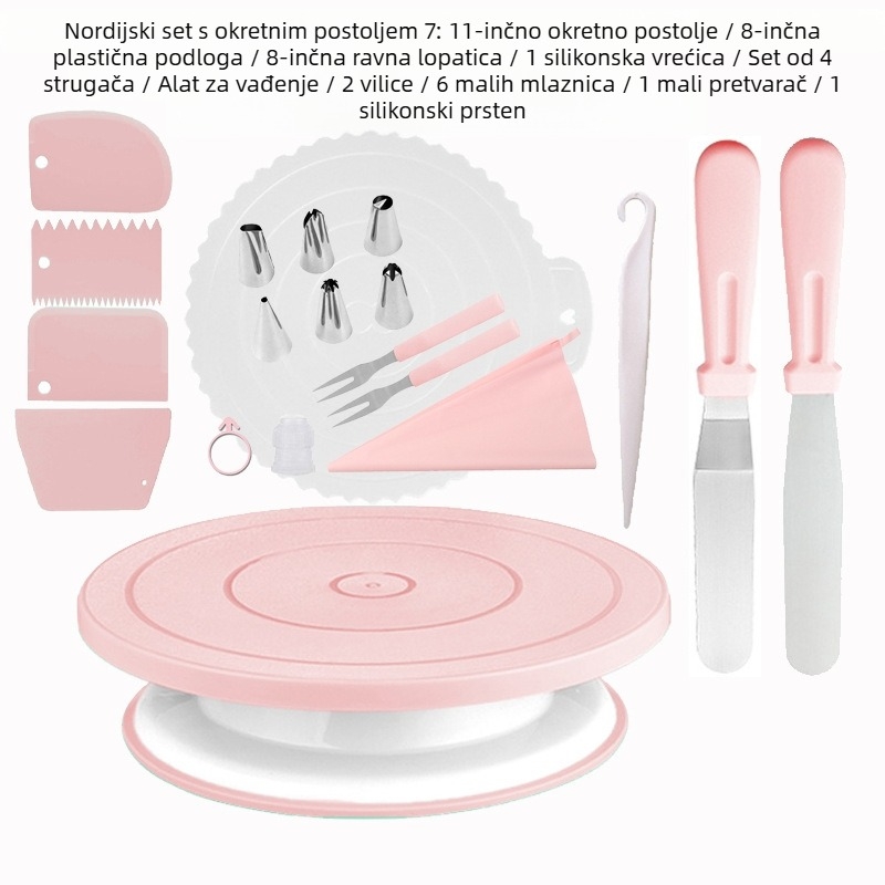 Neklizajući okretni stol za torte, rotirajući stol za ukrašavanje, odijelo za okretni stol za torte, alati za pečenje "uradi sam"
