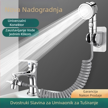 Umivaonik, slavina od bakra, razdjelnik vode, umivaonik, naknadna ugradnja slavine, mlaznica za tuš, vanjski šampon, artefaktna glava tuša