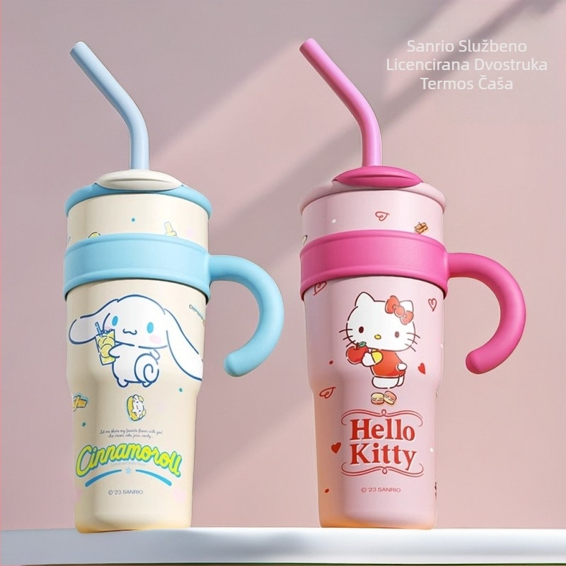 Sanrio Hello Kitty Maruko Big Mac termosica sa slamkom, slatka visokobojna čaša za vodu, čaša za led u autu