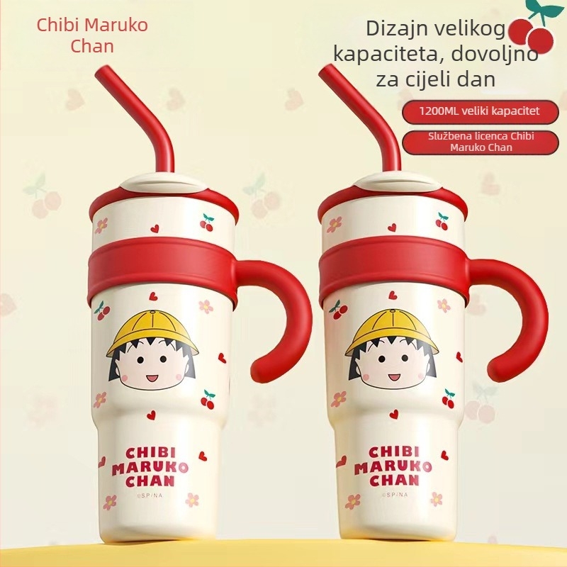 Sanrio Hello Kitty Maruko Big Mac termosica sa slamkom, slatka visokobojna čaša za vodu, čaša za led u autu