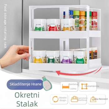Rotirajući stalak za pohranu u kuhinji, višeslojni stalak za pohranu, ormarić za pohranu sastojaka hrane, okretni stalak za pohranu