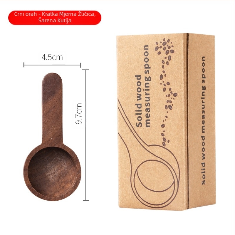 Žlica za mjerenje kave od crnog oraha, mjerna žlica od punog drva, mjerna žlica od punog drva, nekoliko žlica, kava u prahu, mliječni prah, težina u gramu, kvantitativna žlica, žlica za mjerenje u gramu