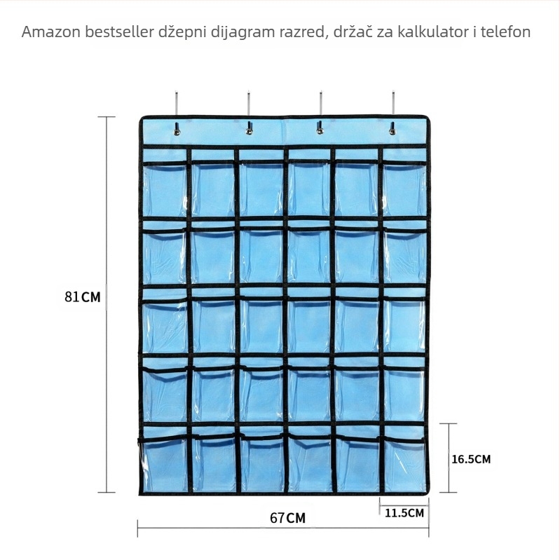 Amazon isti stil vruća rasprodaja tamnoplavi PVC prozirni kalkulator mobitel dječja pismenost 36 mrežasta viseća torba
