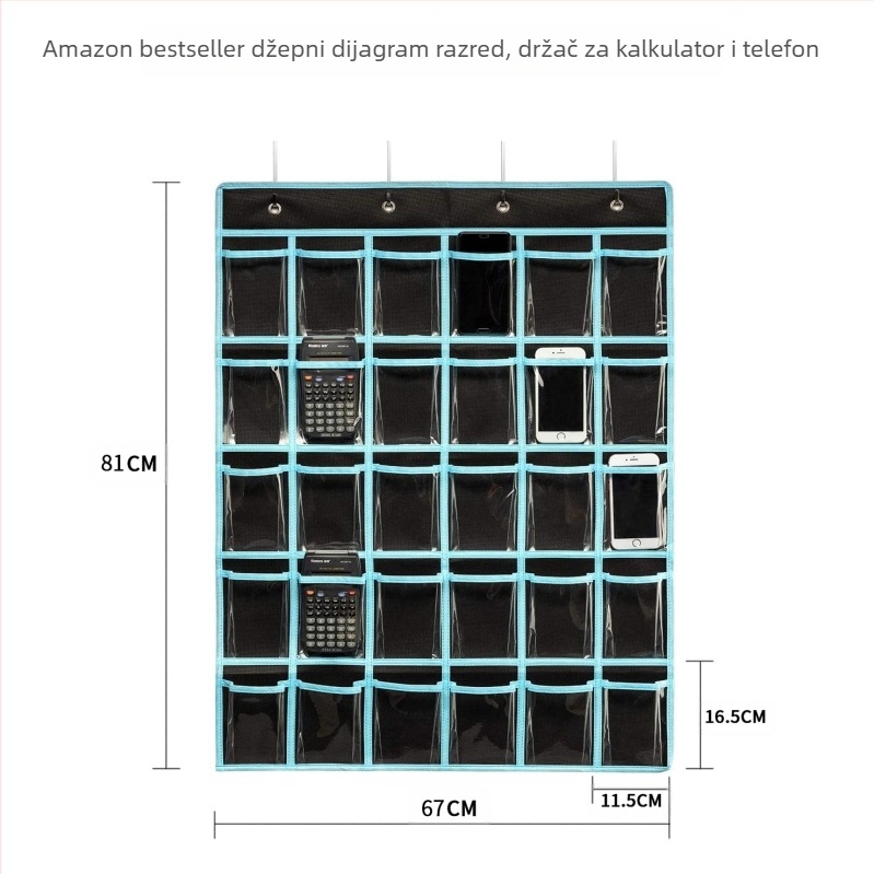 Amazon isti stil vruća rasprodaja tamnoplavi PVC prozirni kalkulator mobitel dječja pismenost 36 mrežasta viseća torba
