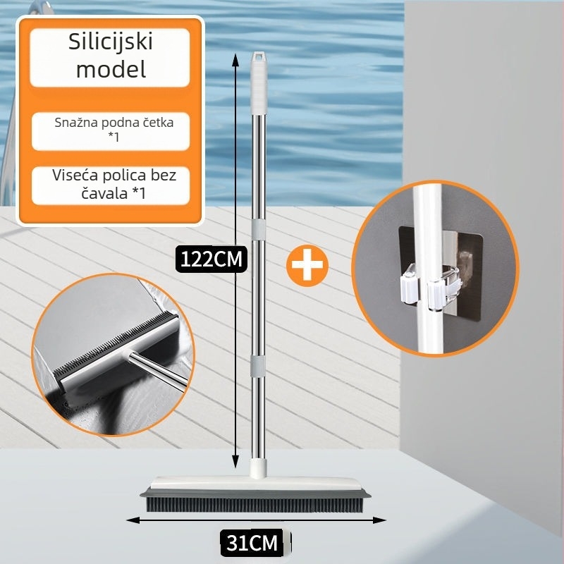 Četka za pod u kupaonici, četka s dugom drškom, četka za pločice, WC, kupaonica, četka s tvrdim vlaknima, čišćenje podova s pločicama, silikonska četka za pod