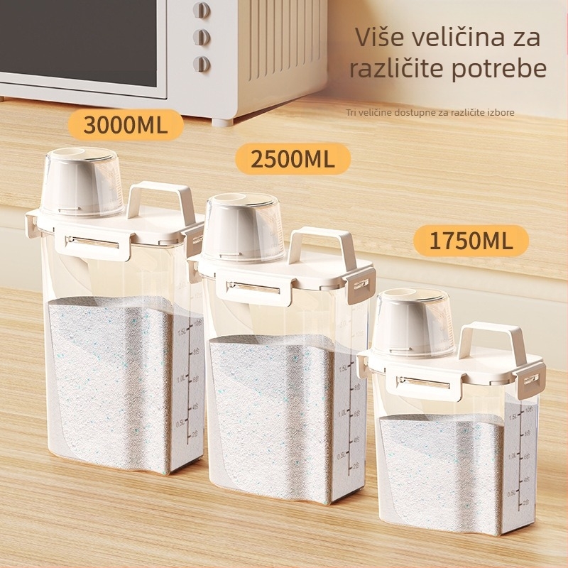 Kanta za pohranu praška za pranje rublja za kućanstvo, velika, mala, plastična, s poklopcem, zatvorena, vodootporna, spremnik za tekućinu za mokro rublje s prijenosnim prstenom