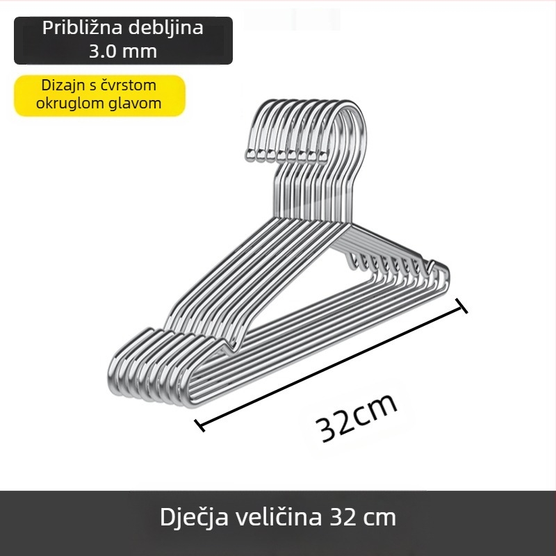 Stalak za sušenje odjeće od nehrđajućeg čelika 304, kućanski viseći stalak za odjeću, zadebljana zadebljana kuka za odjeću, ekstra debela dječja