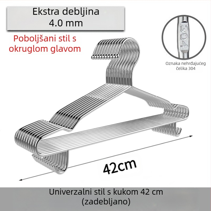 Stalak za sušenje odjeće od nehrđajućeg čelika 304, kućanski viseći stalak za odjeću, zadebljana zadebljana kuka za odjeću, ekstra debela dječja