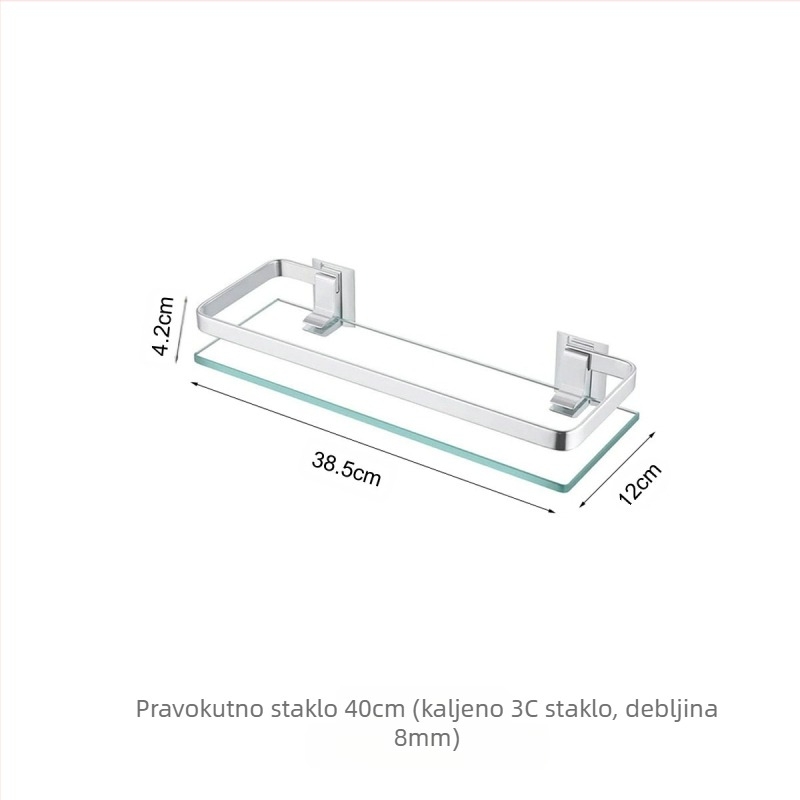 Višeslojni aluminijski pravokutni ormar za kupaonicu s kaljenim staklom, okvirom od jednoslojnog stakla, više veličina
