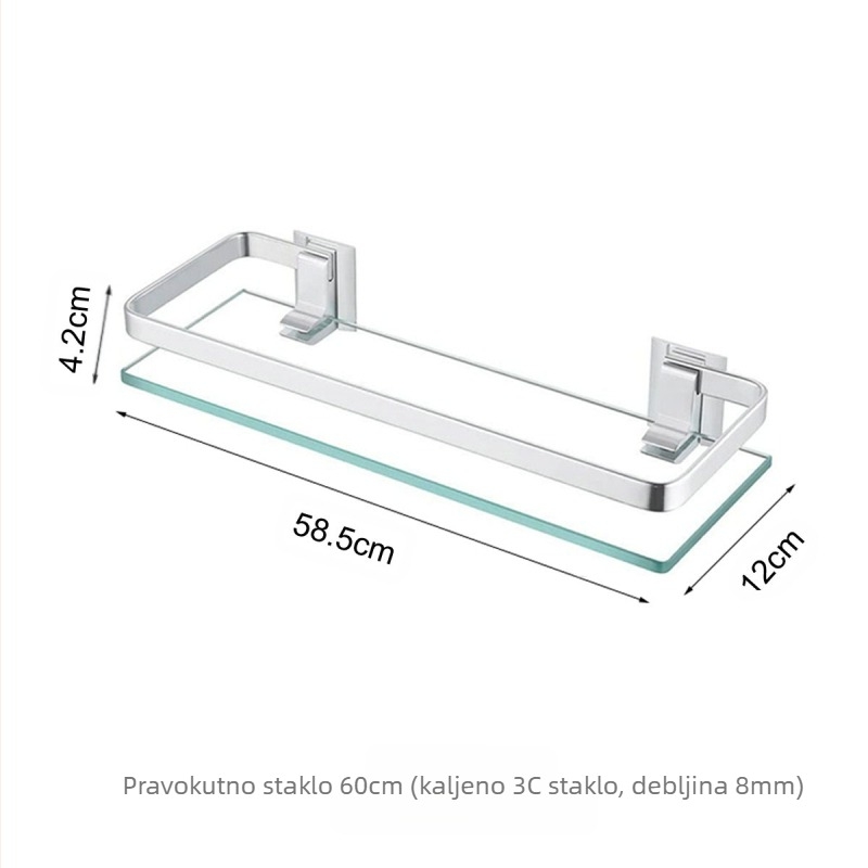 Višeslojni aluminijski pravokutni ormar za kupaonicu s kaljenim staklom, okvirom od jednoslojnog stakla, više veličina