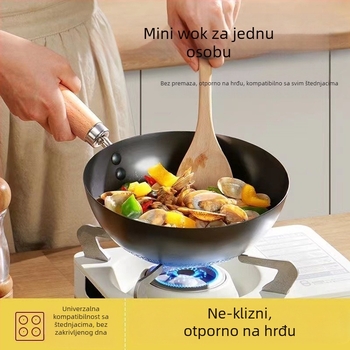 Mali željezni lonac 20 cm, japanski mini kućanski lonac bez premaza, indukcijsko kuhalo prikladno za mali wok