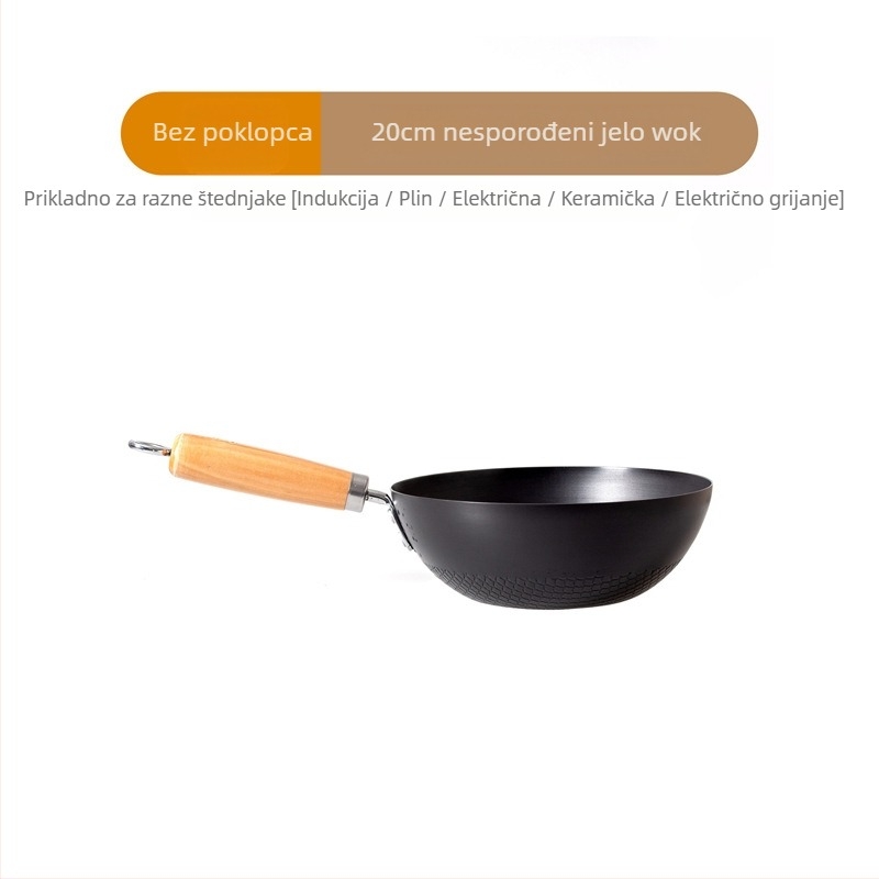 Mali željezni lonac 20 cm, japanski mini kućanski lonac bez premaza, indukcijsko kuhalo prikladno za mali wok