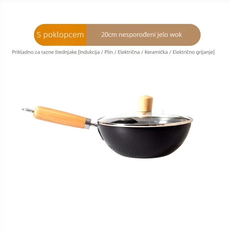 Mali željezni lonac 20 cm, japanski mini kućanski lonac bez premaza, indukcijsko kuhalo prikladno za mali wok