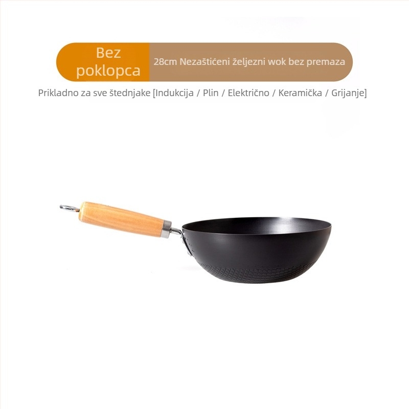 Mali željezni lonac 20 cm, japanski mini kućanski lonac bez premaza, indukcijsko kuhalo prikladno za mali wok