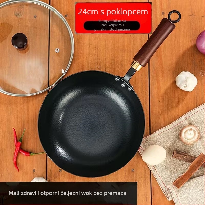Mali željezni lonac 20 cm, japanski mini kućanski lonac bez premaza, indukcijsko kuhalo prikladno za mali wok