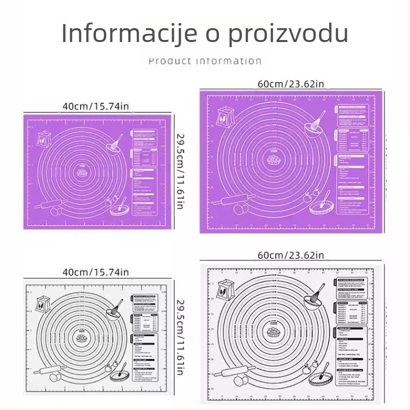 Silikonska podloga za mijesenje prehrambene kvalitete, podloga za pečenje, zadebljana, neljepljiva mekana silikonska podloga za kućanstvo s vagom