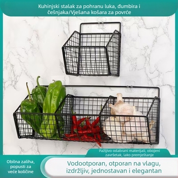 Košara za pohranu đumbira i češnjaka Viseća košara Kuhinjska košara s đumbirom i češnjakom Zidna košara za pohranu Kuhinjska košara za pohranu