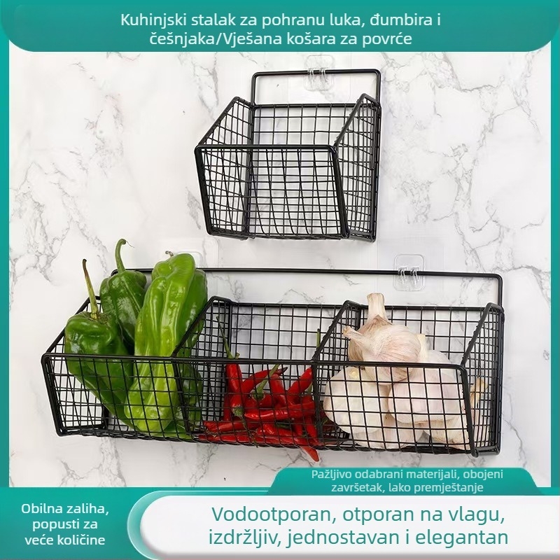 Košara za pohranu đumbira i češnjaka Viseća košara Kuhinjska košara s đumbirom i češnjakom Zidna košara za pohranu Kuhinjska košara za pohranu