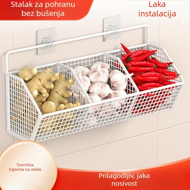 Košara za pohranu đumbira i češnjaka Viseća košara Kuhinjska košara s đumbirom i češnjakom Zidna košara za pohranu Kuhinjska košara za pohranu