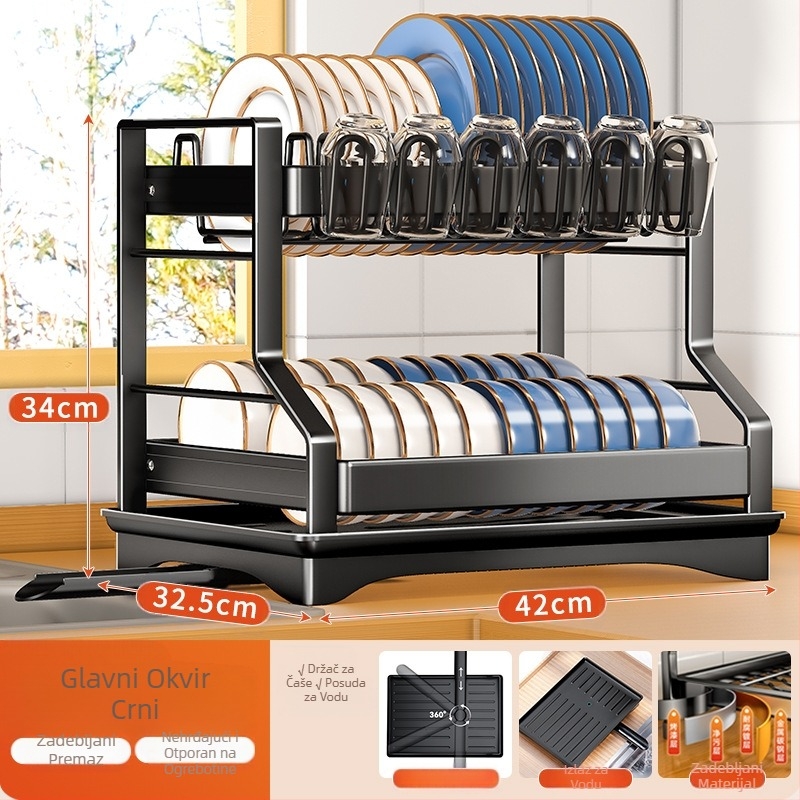 Višenamjenski stalak za zdjele i posuđe u kuhinji, preusmjerivač, stalak za zdjele i štapiće za jelo, stalak za zdjele i posuđe, stalak za cijeđenje na radnoj površini