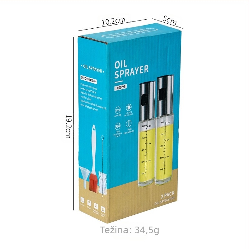Boca za ubrizgavanje ulja od nehrđajućeg čelika 304, preša za roštilj, raspršivač ulja, boca za ubrizgavanje kuhinjskog octa, umak, ubrizgavanje ulja, nepropusna staklena posuda za ulje