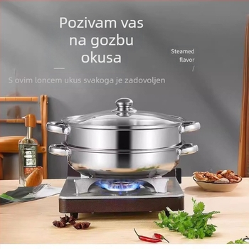 Tvornički direktni indukcijski štednjak na pari, kućanski lonac za juhu od nehrđajućeg čelika za plinsku juhu, vrući lonac s dvostrukim slojem, poklon parnik