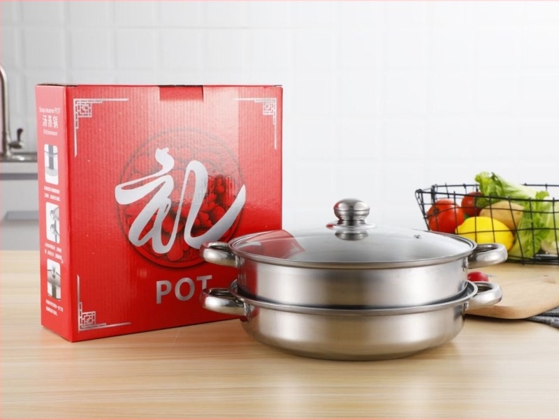 Tvornički direktni indukcijski štednjak na pari, kućanski lonac za juhu od nehrđajućeg čelika za plinsku juhu, vrući lonac s dvostrukim slojem, poklon parnik