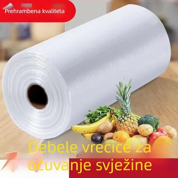 PE materijal zadebljana vrećica za kontinuiranu rolu s lomljivim vrhom, mikrovalna pećnica, veleprodaja za jednokratnu upotrebu, velika rola, ravna vrećica za svježe držanje