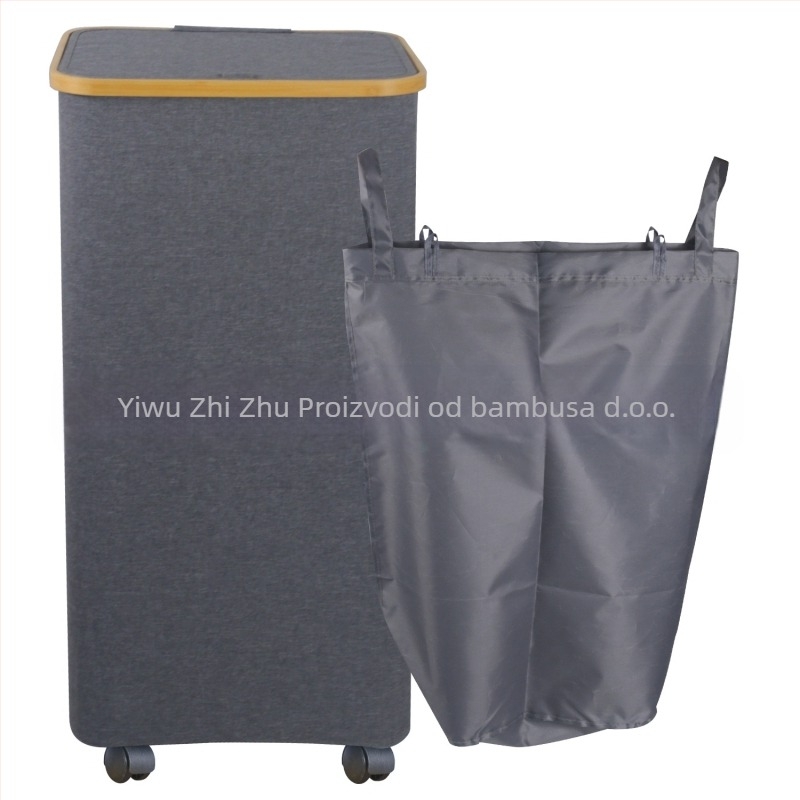 Košara za prljavu odjeću od bambusa i drveta, sklopiva, za spavaću sobu, velika košara za prljavu odjeću