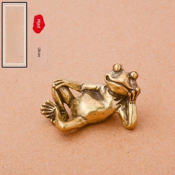 Čisti mesing uznemireni spavajući žaba kućni mali ukras uredski stolni ukras žaba čaj kućni ljubimac ukras ručka igračka