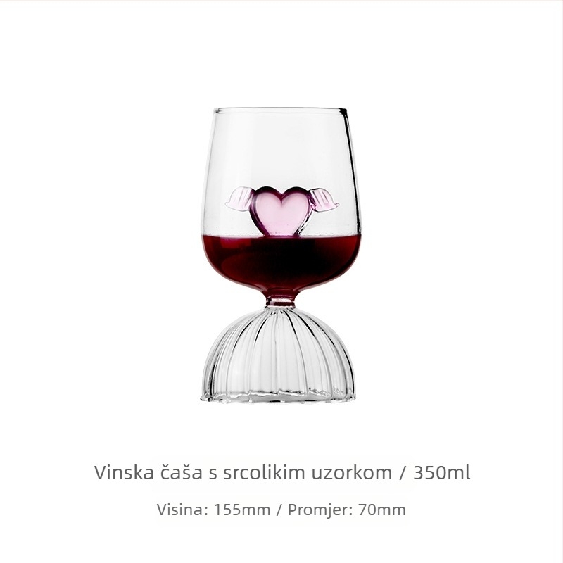 Online slavna osoba INS stil Nordijski kreativni borosilikatni stakleni ružičasti ljubavni pehar čaša za vino vinski rep Vino Vino Vino Čaša za vino