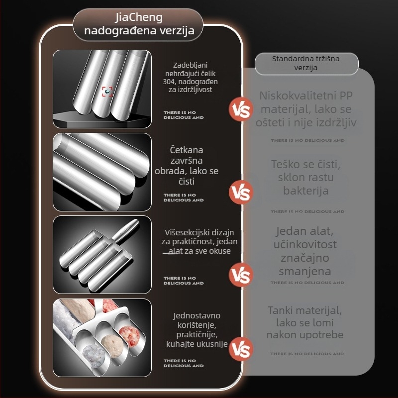 Alat za izradu trostrukih mesnih okruglica od škampa od nehrđajućeg čelika 304, kućanski alat za riblje okruglice, jednostruke četverostruke mesne okruglice, artefakt od vrućeg lonca