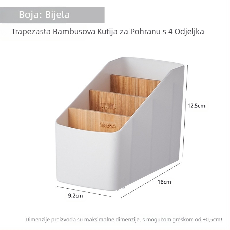 Stolni trapezoidni stalak za pohranu uredskog pribora, organizirajte sitnice od bambusa, kutija za daljinsko upravljanje, stalak za kozmetiku