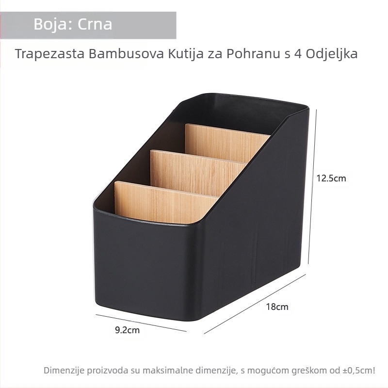 Stolni trapezoidni stalak za pohranu uredskog pribora, organizirajte sitnice od bambusa, kutija za daljinsko upravljanje, stalak za kozmetiku