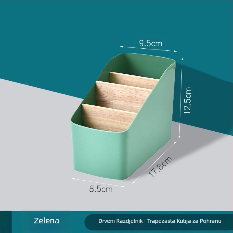 Stolni trapezoidni stalak za pohranu uredskog pribora, organizirajte sitnice od bambusa, kutija za daljinsko upravljanje, stalak za kozmetiku
